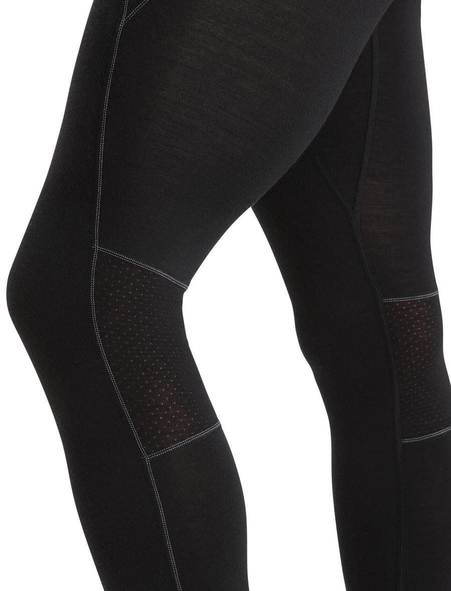 Black Men's Icebreaker BodyfitZone™ Merino 150 Zone Thermal Leggings Base Layers | USA 1399XYUF